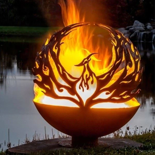 Phoenix Rusty Metal Fire Ball Fire Pit