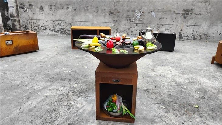Garden Rust Corten Steel Fire Pit Heavy Duty BBQ