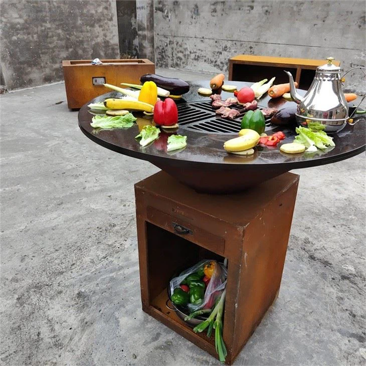 Garden Rust Corten Steel Fire Pit Heavy Duty BBQ