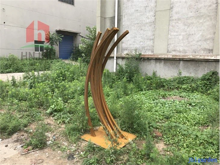 Large Tall Patinated Corten Steel Outdoor Sculpture