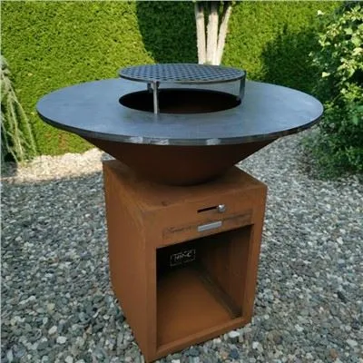Round Wood Burning Corten Steel Metal BBQ Grills