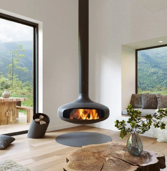 Suspended Fireplace Roof Mounted Ceiling Hang Fireplace