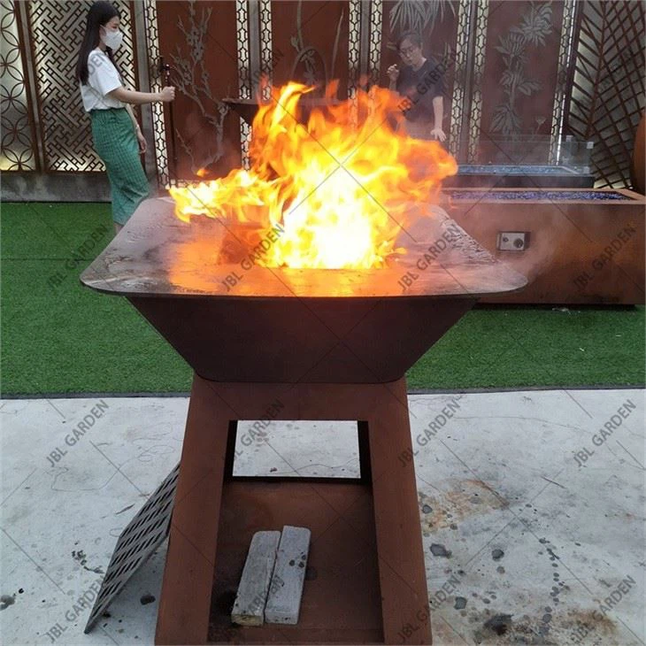 Charcoal Wood Burning Corten Steel Metal BBQ Grill