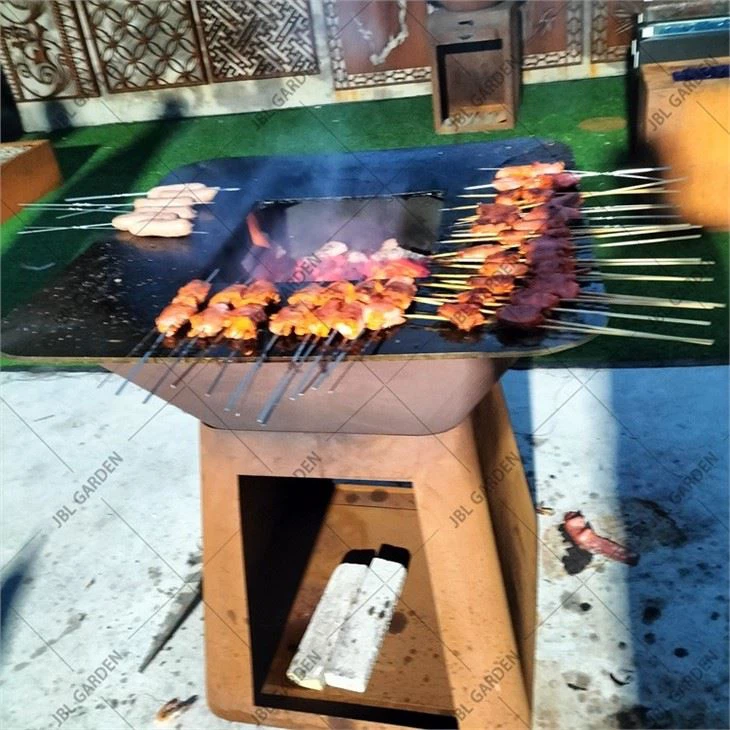 Charcoal Wood Burning Corten Steel Metal BBQ Grill
