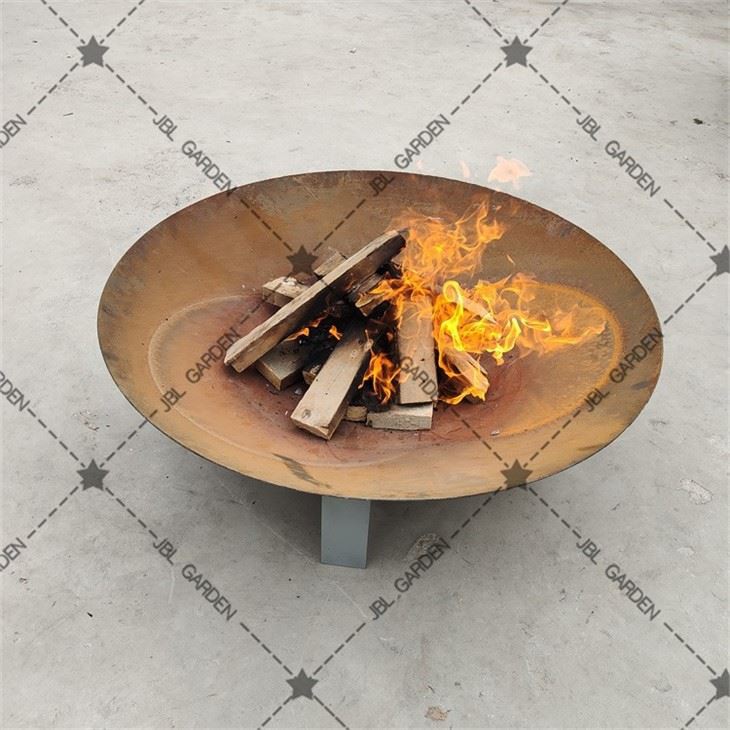 Corten Steel Fire Pit With Water Bowl
