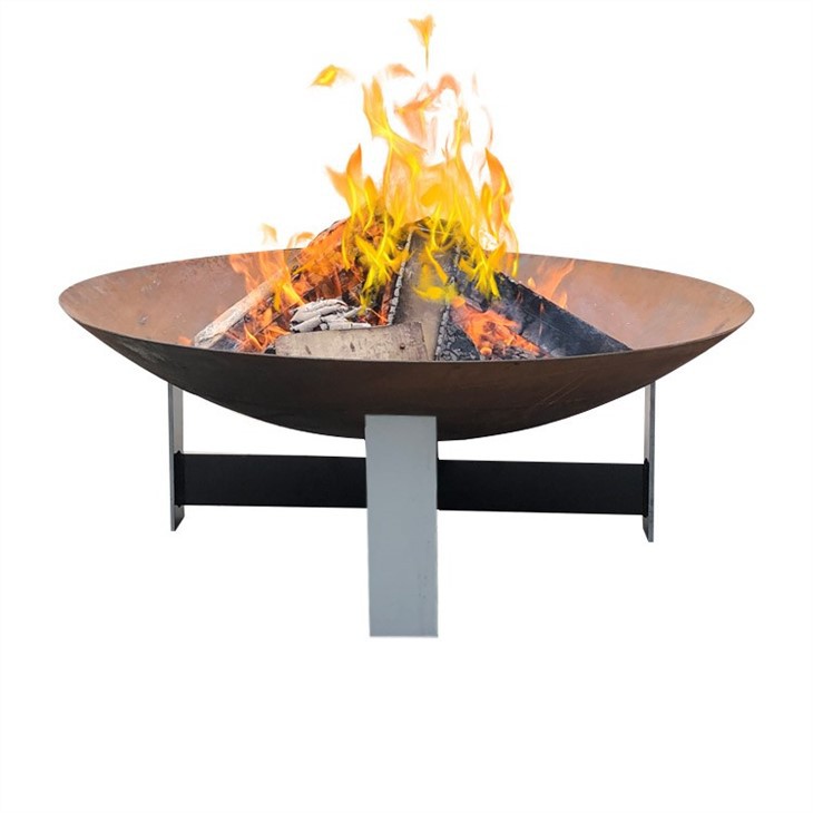 Outdoor Wood Charcoal Burning Rust Corten Steel Fireplace