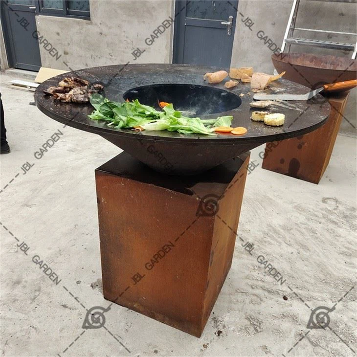 Corten Metal Firepit BBQ Grill