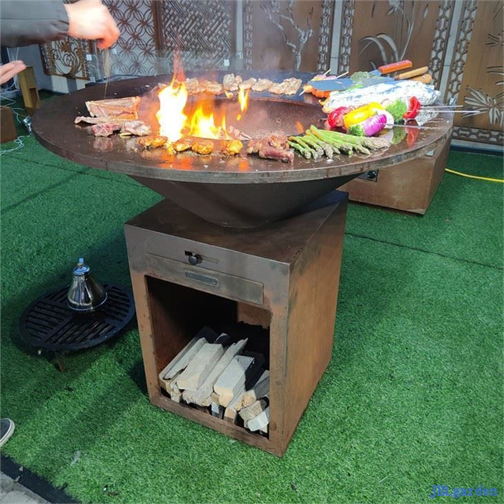 Corten Steel Fire Pit Barbecue Grill