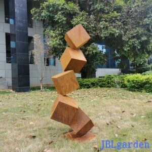 Cube Corten Steel Outdoor Sculpture