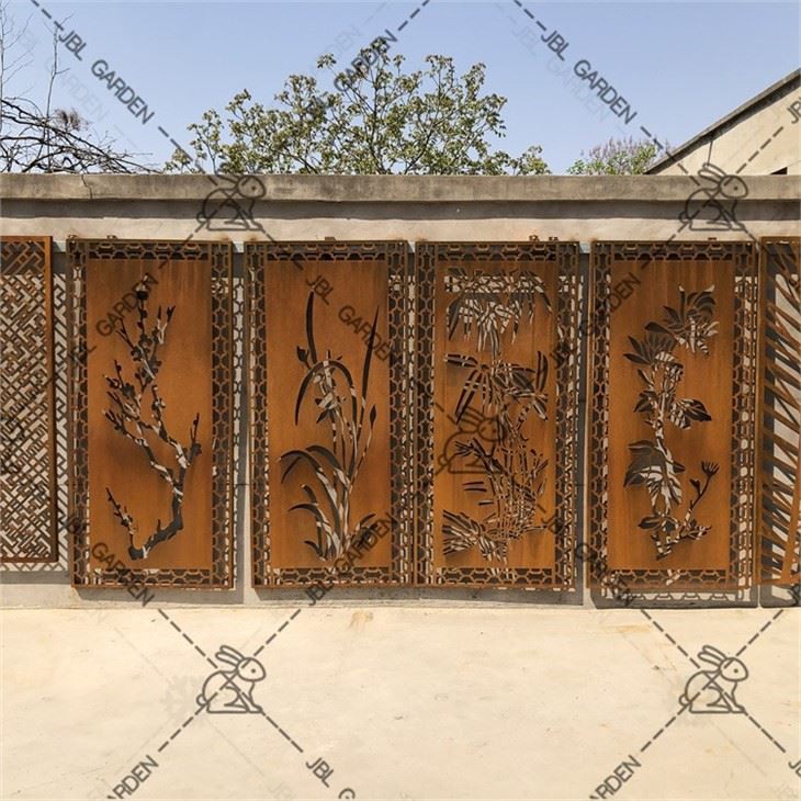 Laser Cut Corten Metal Divider For Home