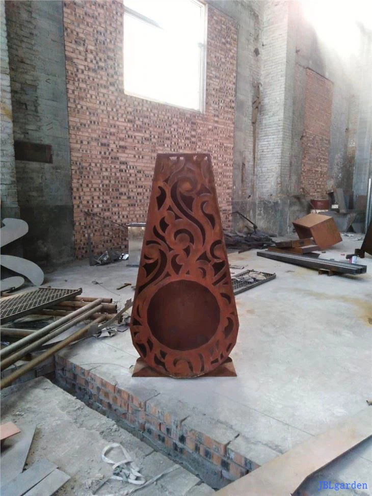 Outdoor Corten Steel Chiminea Fire Pit