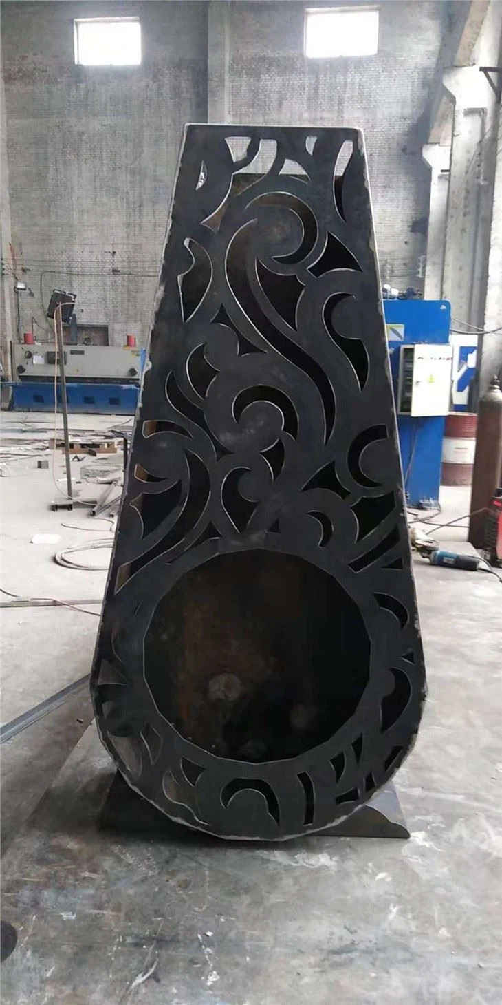 Outdoor Corten Steel Sculptural Chiminea