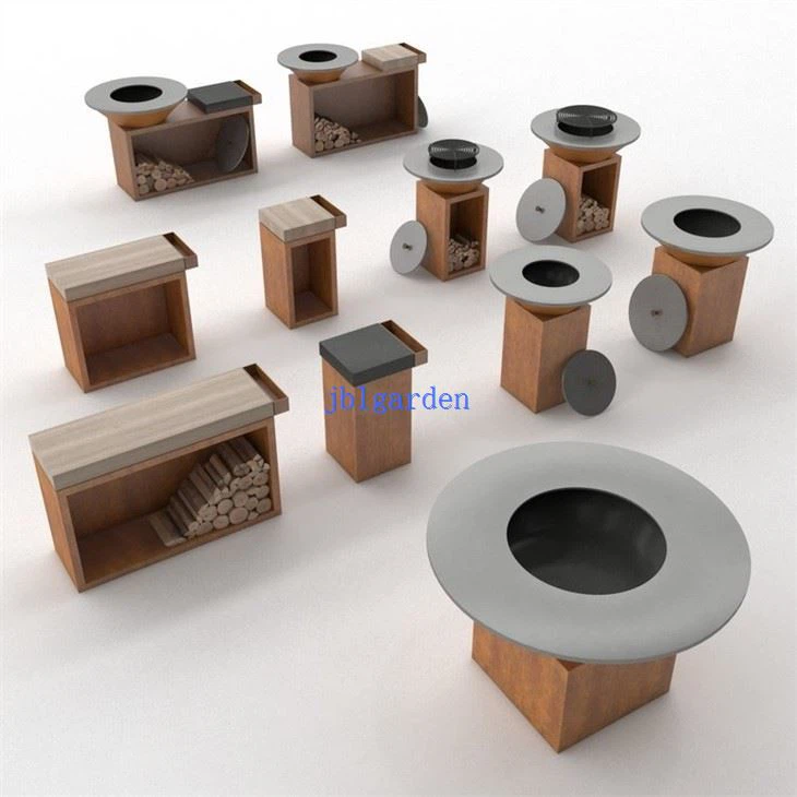 Outdoor Party Corten Metal BBQ Firepit With Grill