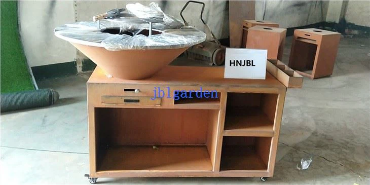 Outdoor Party Corten Metal BBQ Firepit With Grill