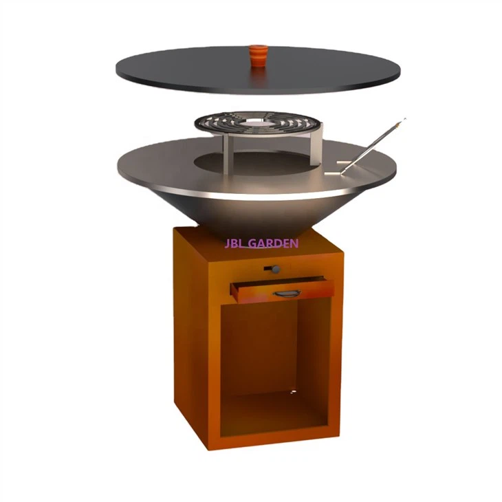 Patio Steel Fire Pit BBQ Smoker Grill Table