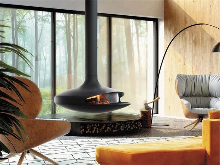 Round Wood Burning Suspended Fireplace