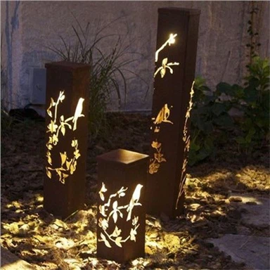 Corten Steel Garden Lights Garden Metal Ornaments