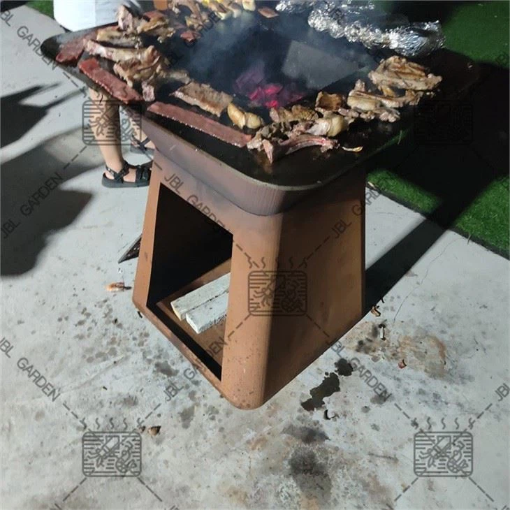 Wood Burning Trapezoid BBQ Grill