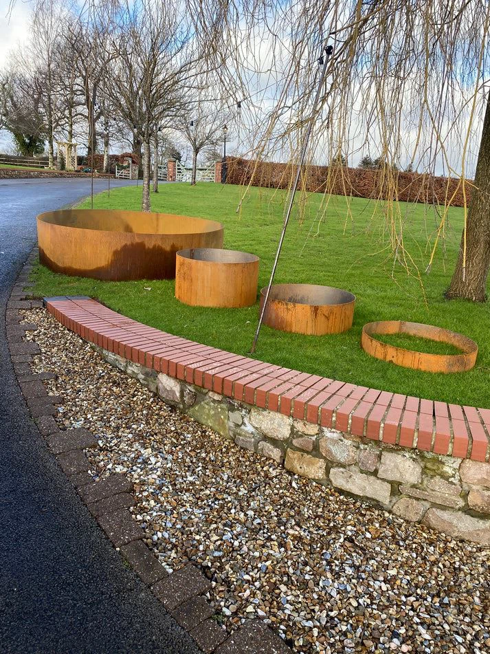 Corten Raised Round Open Bottom Planter Beds