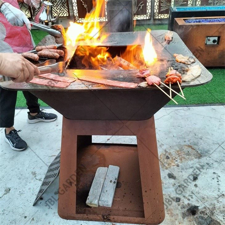 Corten Steel Fireplace Grills