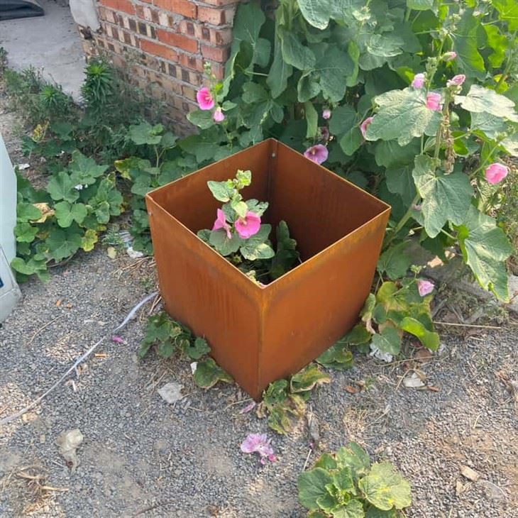 Corten Steel Firewood Log Store Box