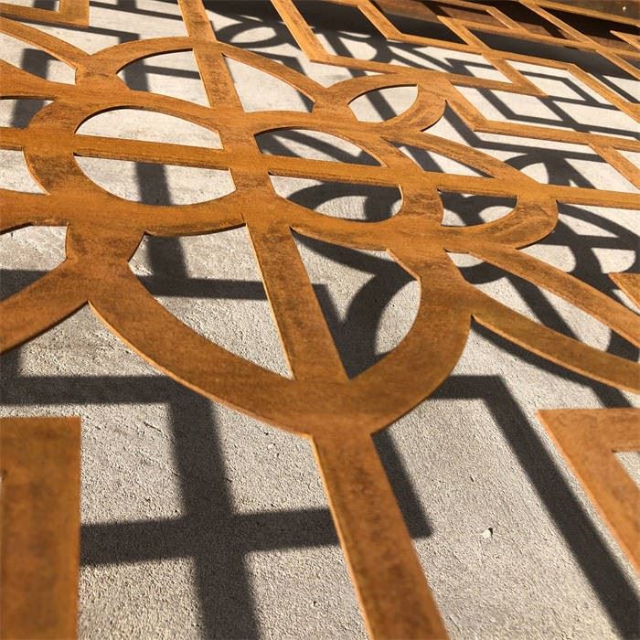 Decorative Corten Outdoor Screen Fence Laser-Cut Pattern Privacy Panel factory