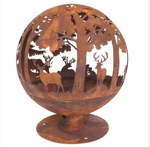 Decorative Spherical Fire Pit Of Corten Steel