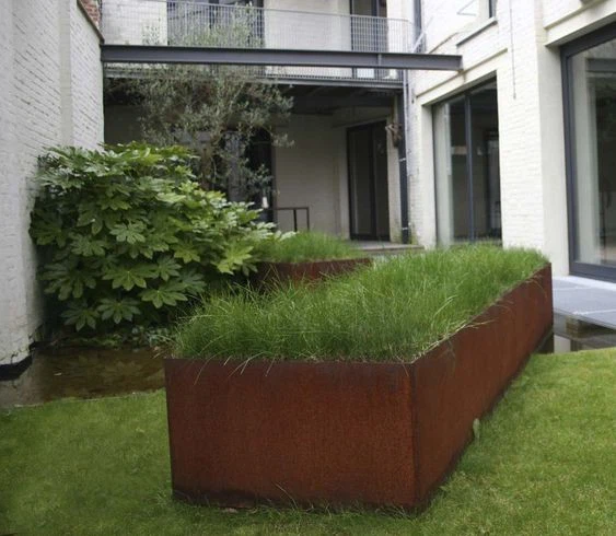 Large Corten Steel Planter For Garden Art