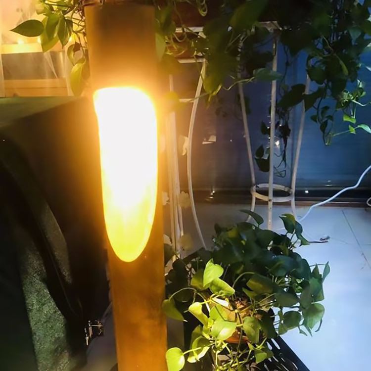 Modern Round Column Corten Steel LED Bollard Lamp For Landscape Lighting