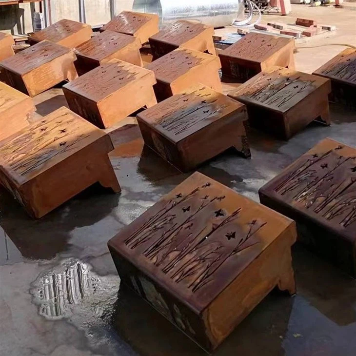 Outdoor Corten Leg Bench