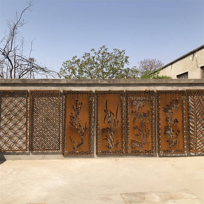 Perforated Corten Steel Privacy Fence Screen Modern Garden Divider factory