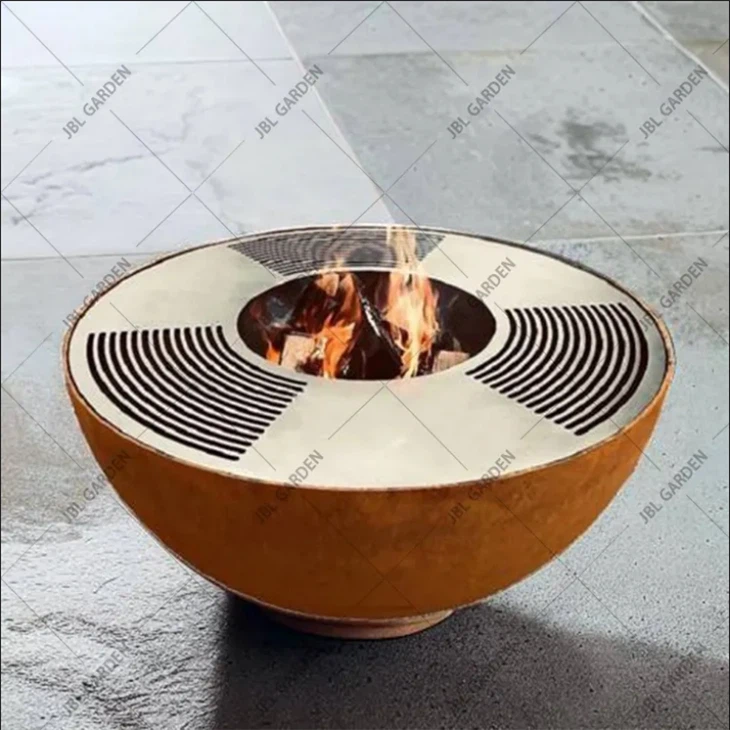 Round Barbecue Made Of Corten Steel