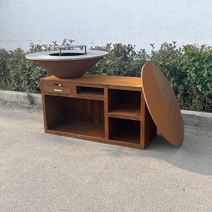 Rustic Corten Steel Barbecue Grill factory