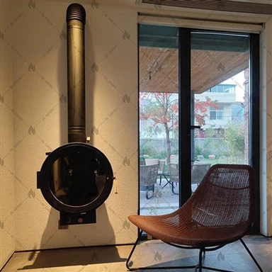 Black Round Fireplace