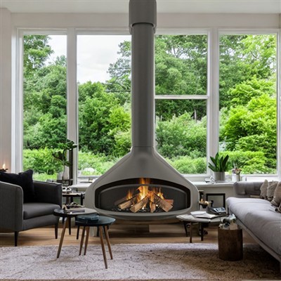 Black Steel Hanging Fireplace
