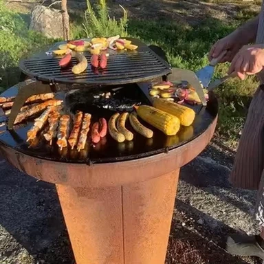Corten Steel Wood Burning Grill Fire Pits