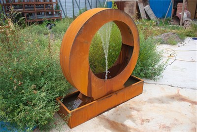 Handcrafted Corten Steel Moon Fountain Outdoor Luxury Landscaping