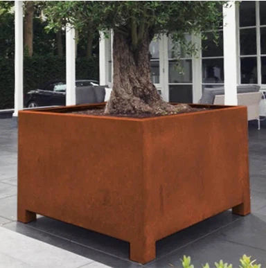 Metal Oblong Rusty Planters