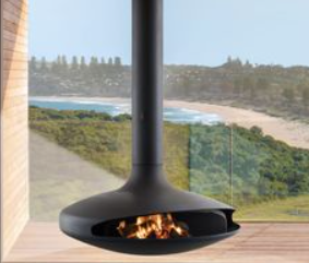 Modern Suspended Wood Fireplace