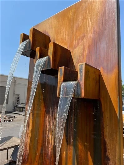 Outdoor Steel Waterfall With Pool