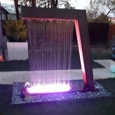 Pond Fountain With Lights