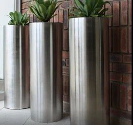 Stainless Steel Cylindrical Planters