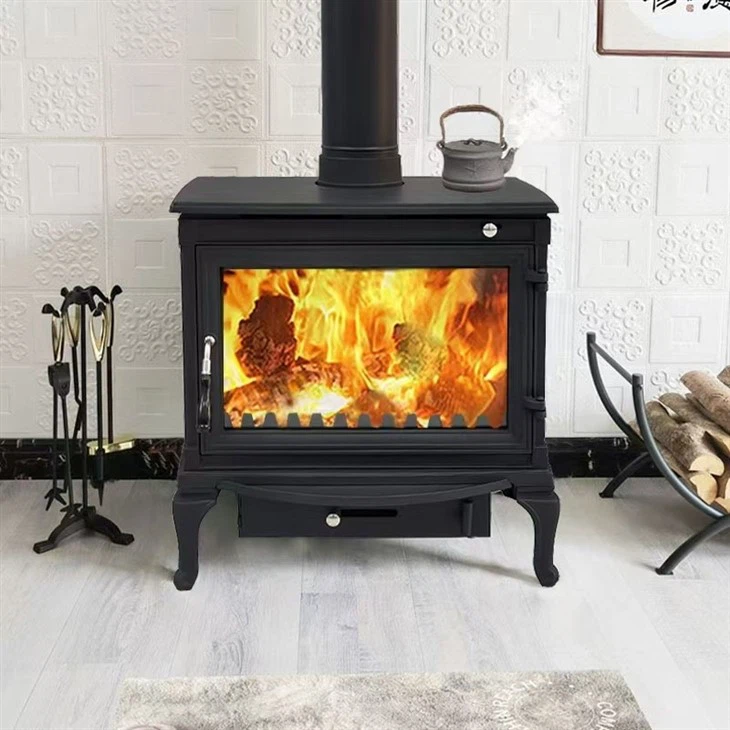 Standing Cast Iron Fireplace Seamlessly Integrates Into Modern Minimalist Home Decor