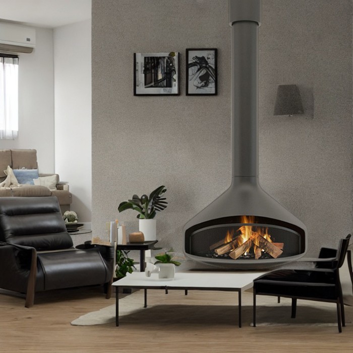 Wood Real Fire Suspended Fireplace
